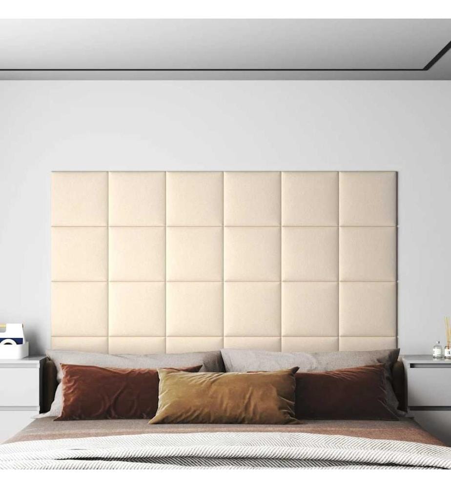 Wandpaneele 12 Stk. Creme 30x30 cm Samt 1,08 m²