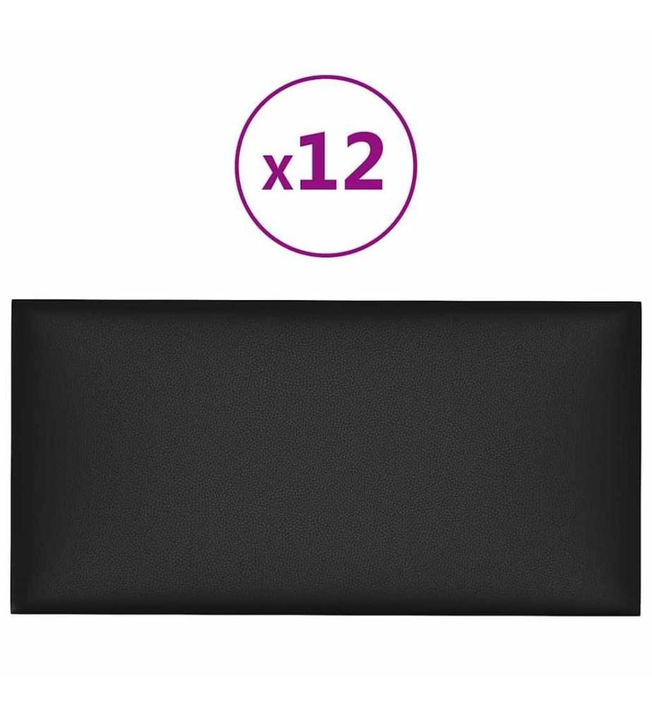 Panneaux muraux 12 pcs Noir 60x30 cm Similicuir 2,16 m²