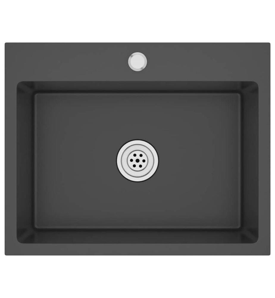 Handgemachte Einbauspüle Schwarz Edelstahl