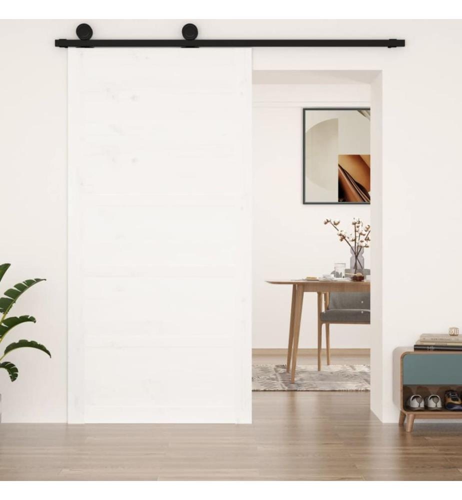 Porte de grange Blanc 100x1,8x204,5 cm Bois massif de pin