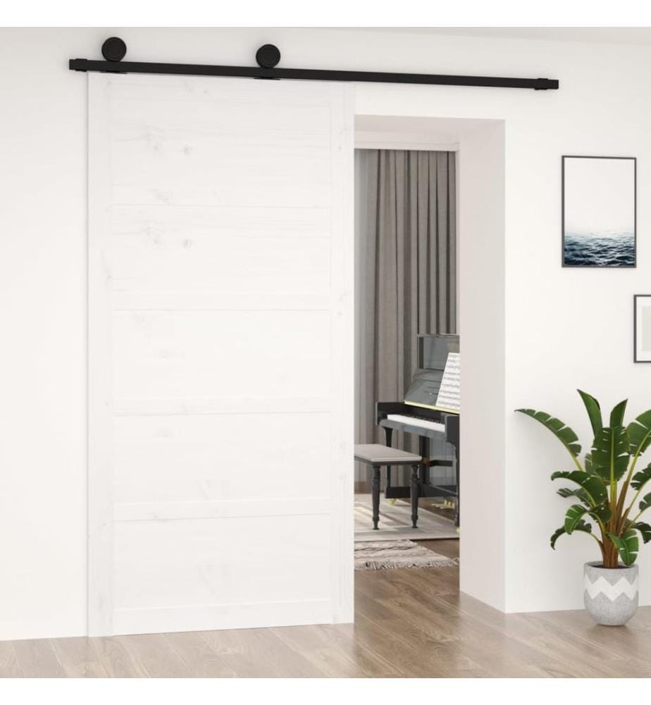 Porte de grange Blanc 100x1,8x204,5 cm Bois massif de pin