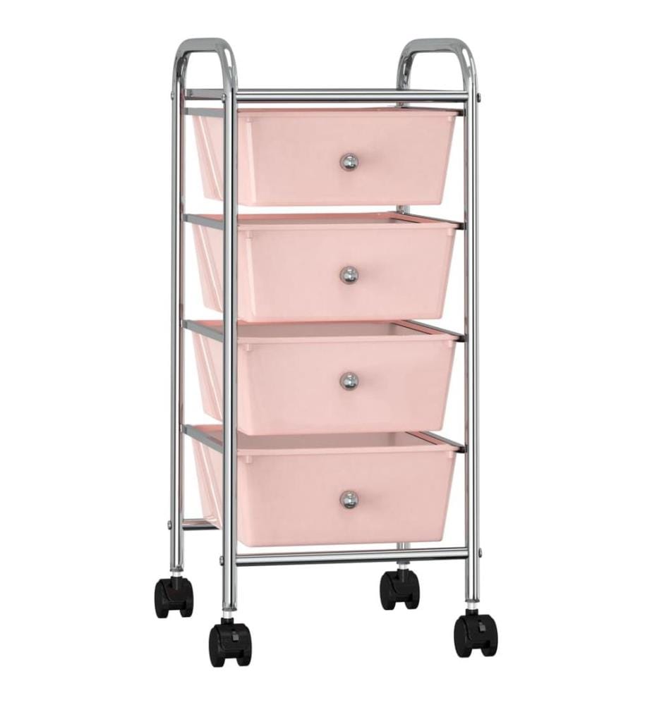 Schubladenwagen mit 4 Schubladen Rosa Kunststoff