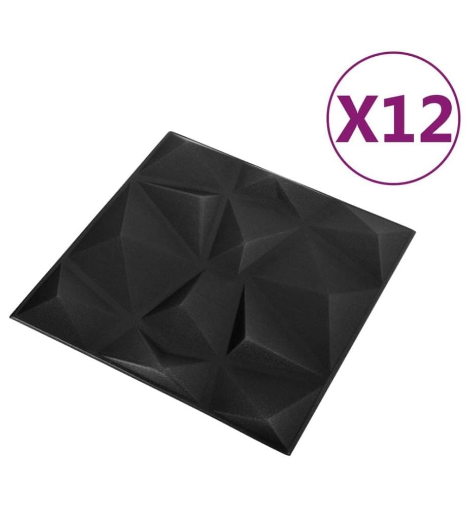 Panneaux muraux 3D 12 pcs 50x50 cm noir diamant 3 m²