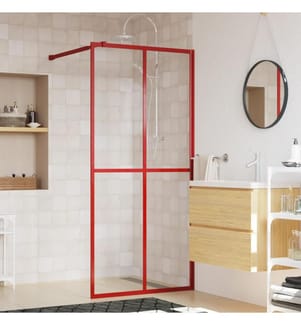 Duschwand für Begehbare Dusche mit ESG Klarglas Rot 90x195 cm