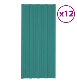 Dachpaneele 12 Stk. Verzinkter Stahl Grün 100x45 cm