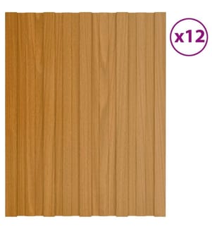 Dachpaneele 12 Stk. Verzinkter Stahl Holzoptik Hell 60x45 cm
