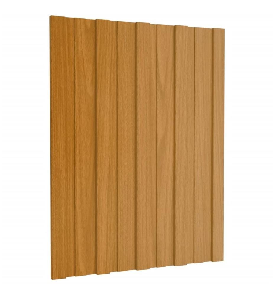 Dachpaneele 12 Stk. Verzinkter Stahl Holzoptik Hell 60x45 cm