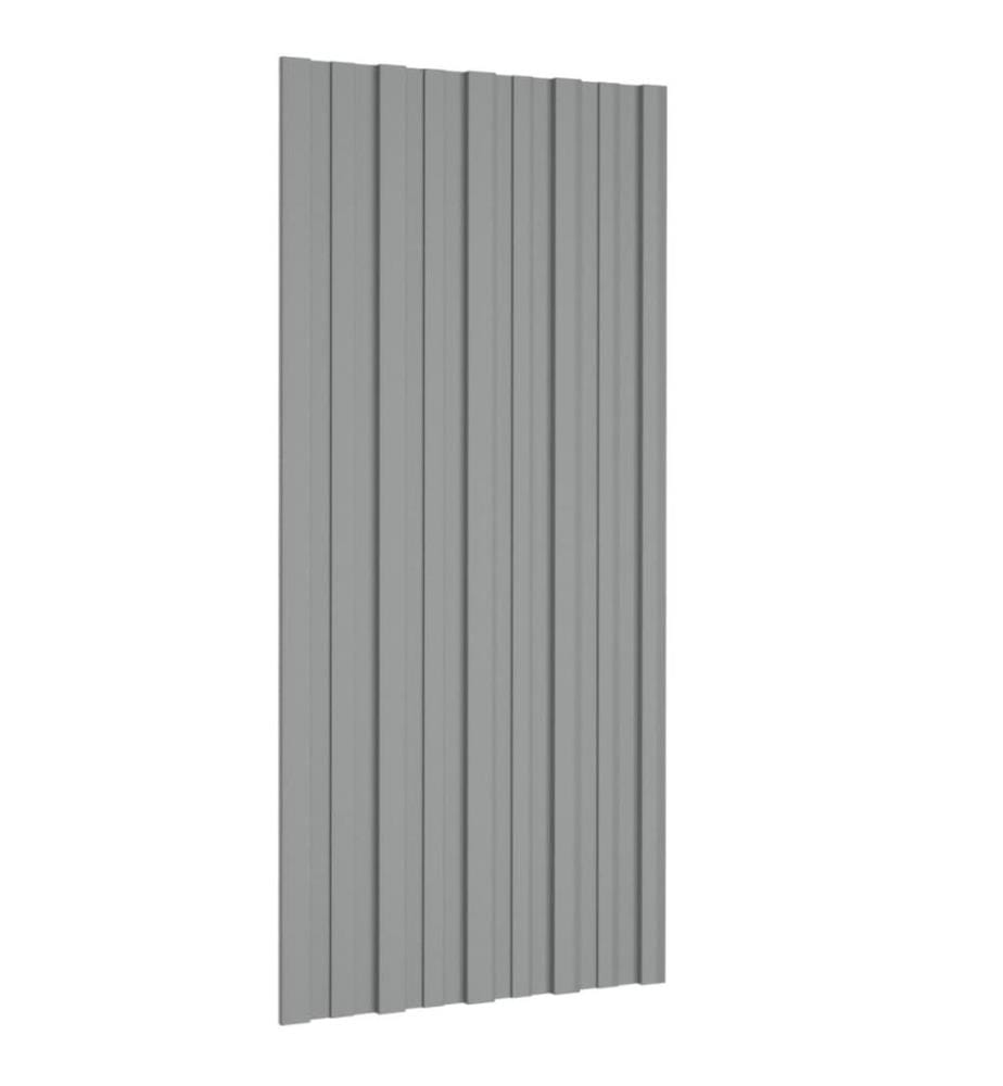 Dachpaneele 12 Stk. Verzinkter Stahl Grau 100x45 cm