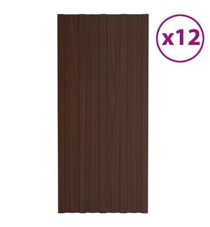 Dachpaneele 12 Stk. Verzinkter Stahl Braun 100x45 cm