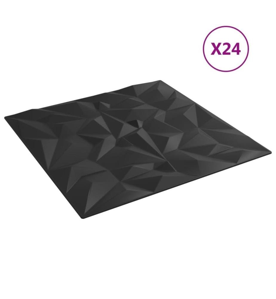 Panneaux muraux 24 pcs noir 50x50 cm XPS 6 m² améthyste