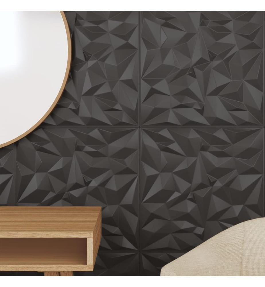 Panneaux muraux 24 pcs noir 50x50 cm XPS 6 m² améthyste