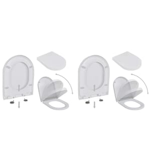 Abattant WC avec frein de chute 2 pcs Plastique Blanc