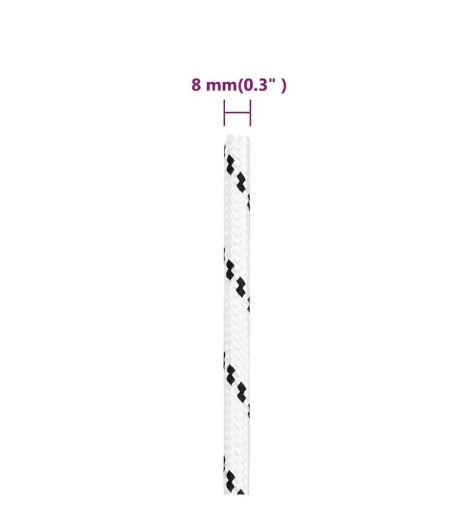 Corde de bateau tressé Blanc 8 mmx100 m Polyester