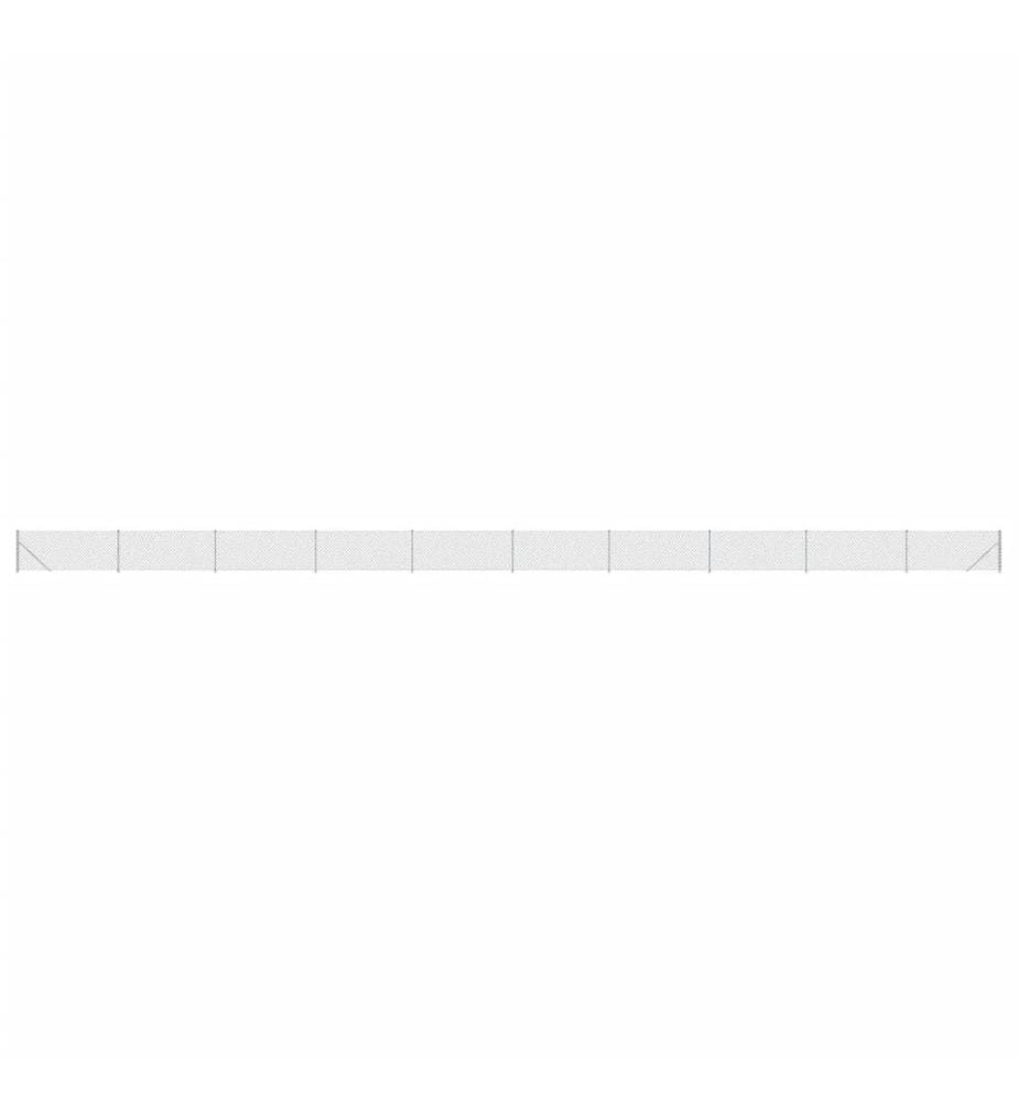 Maschendrahtzaun mit Bodenflansch Silbern 1x25 m