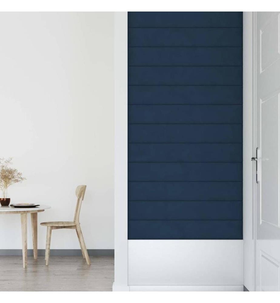 Wandpaneele 12 Stk. Blau 90x15 cm Samt 1,62 m²