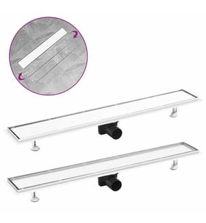 Drain de douche avec couvercle 2 en 1 83x14 cm Acier inoxydable