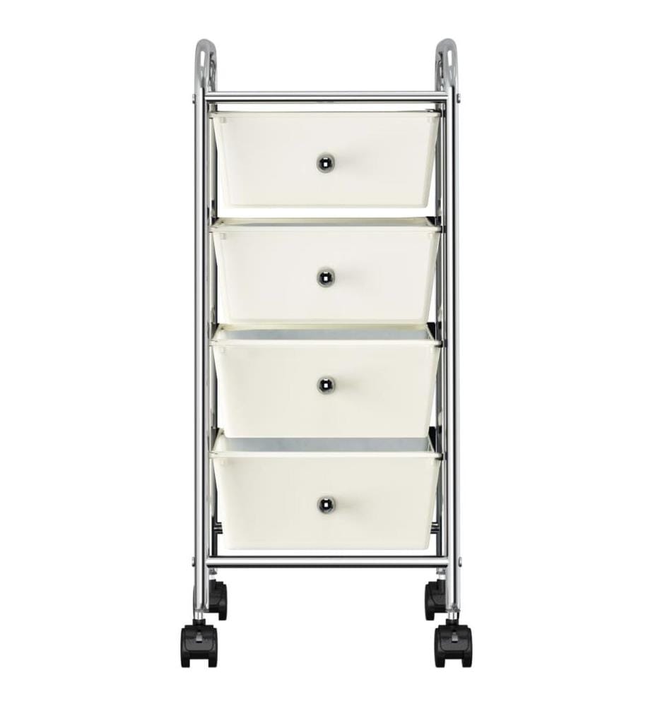 Chariot de rangement mobile à 4 tiroirs Blanc Plastique