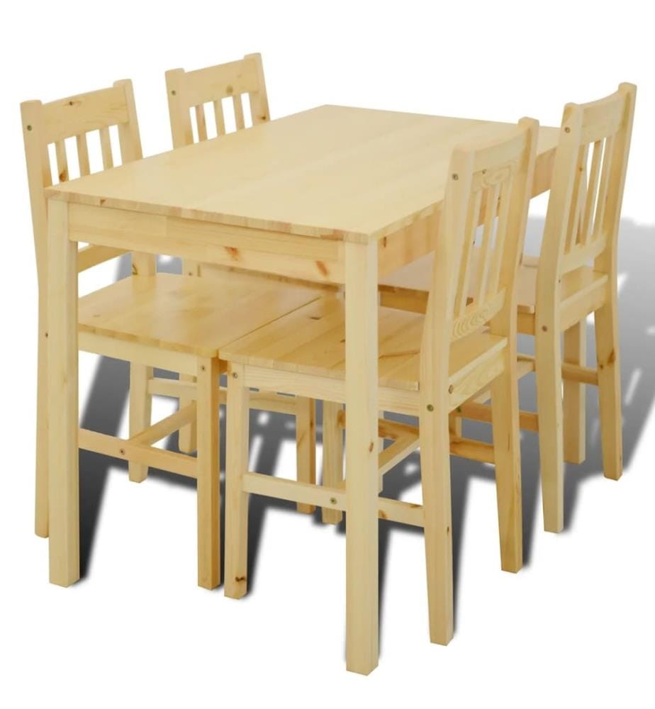 Esstisch Holztisch mit 4 Holzstühlen Esszimmerset Essgruppe