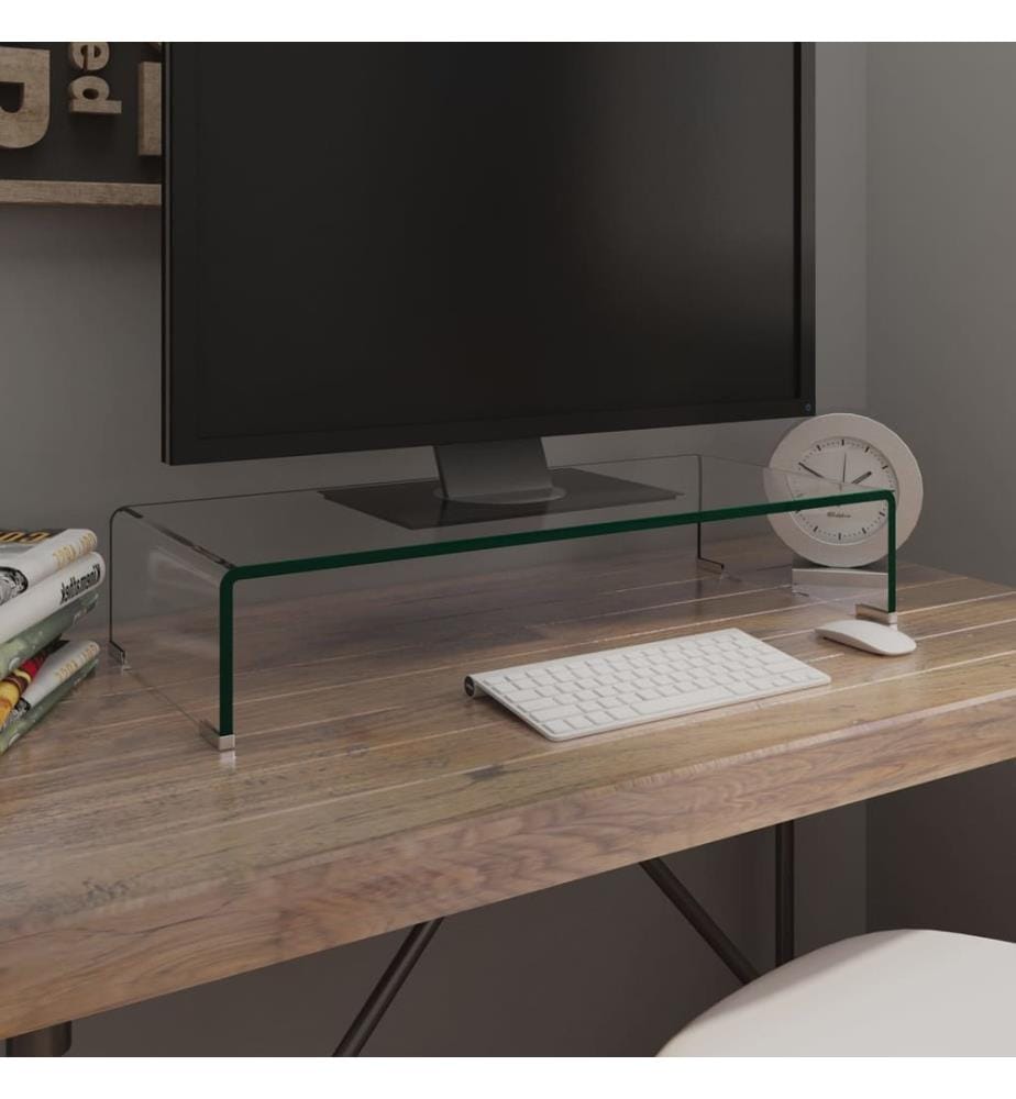 TV-Tisch/Bildschirmerhöhung Glas Transparent 70x30x13 cm