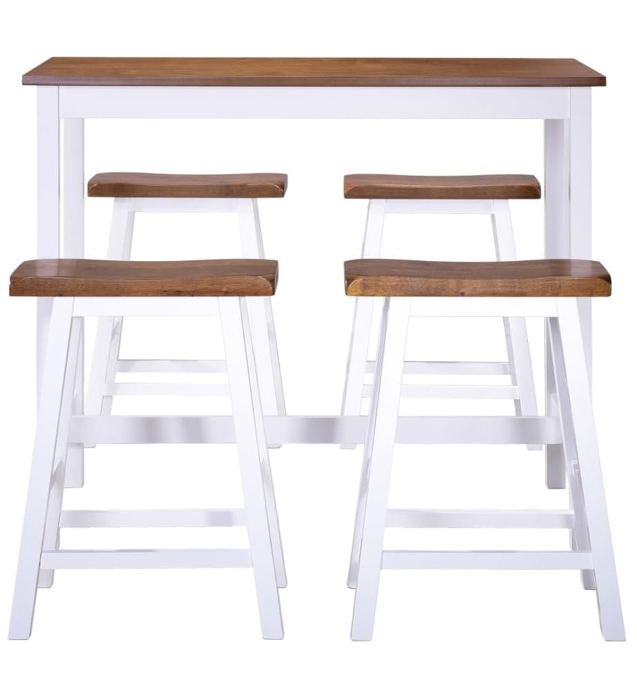 Bartisch- und Hocker-Set 5-tlg. Massivholz