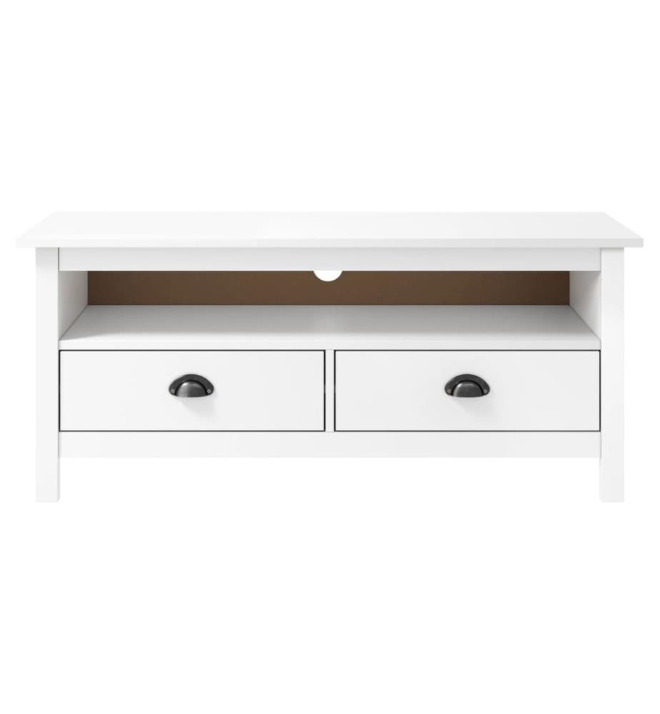 Meuble TV Hill Range Blanc 110x40x47 cm Bois de pin solide