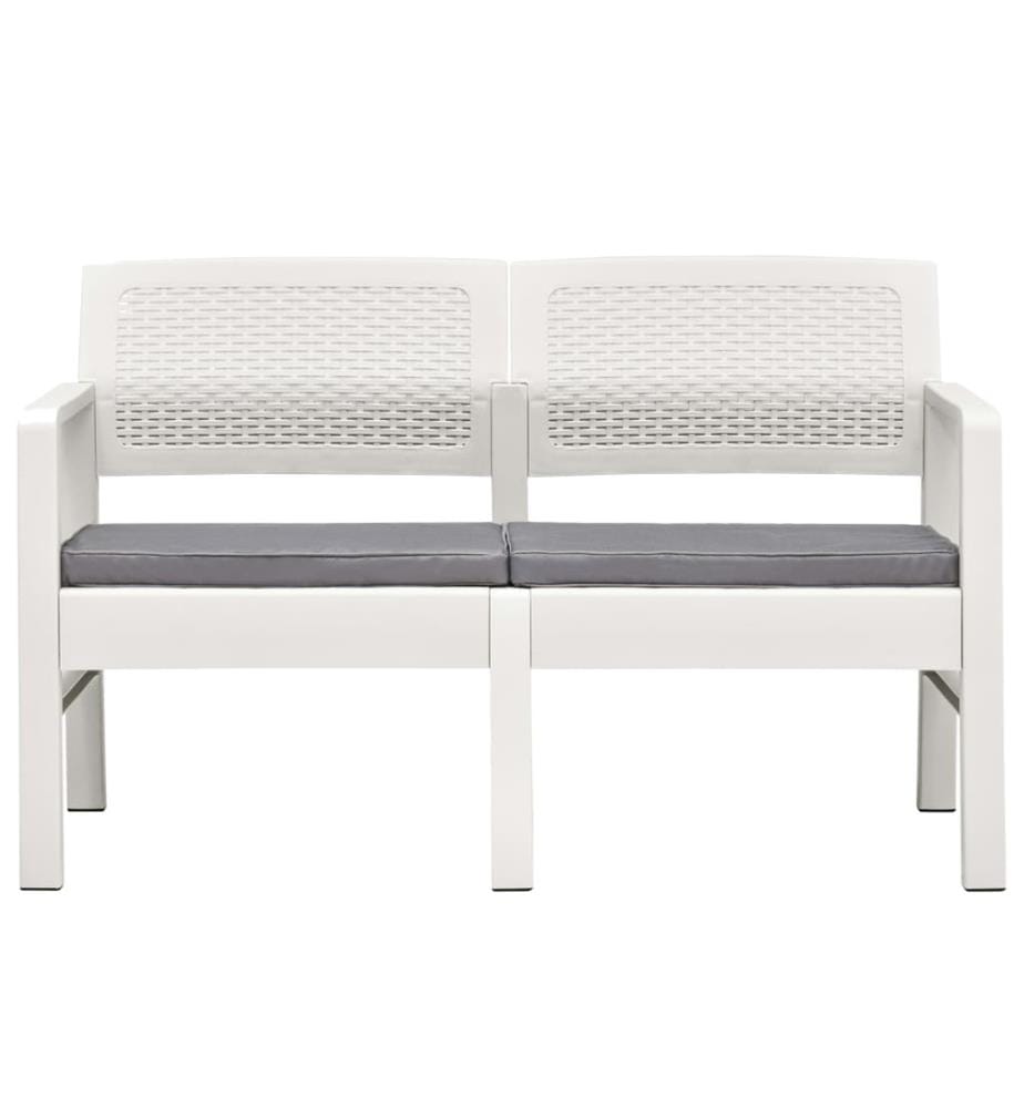 Garten-Lounge-Set mit Auflagen 4-tlg. Kunststoff Weiss