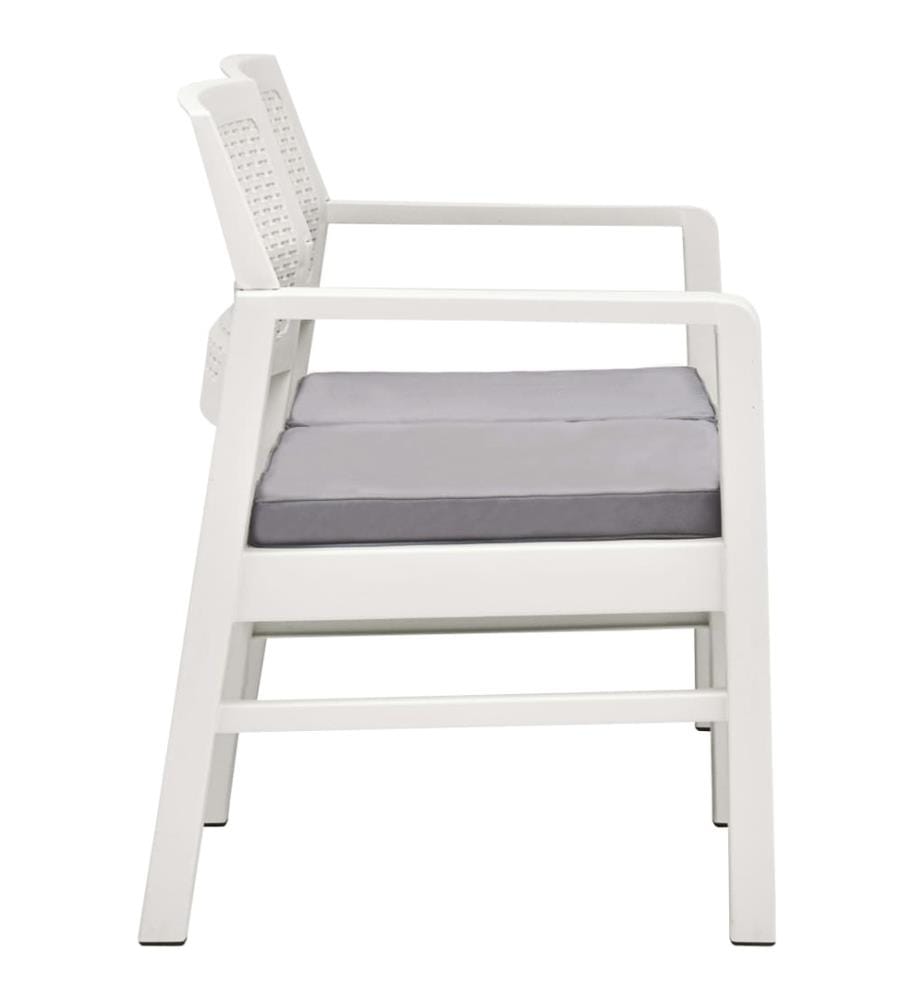 Garten-Lounge-Set mit Auflagen 4-tlg. Kunststoff Weiss