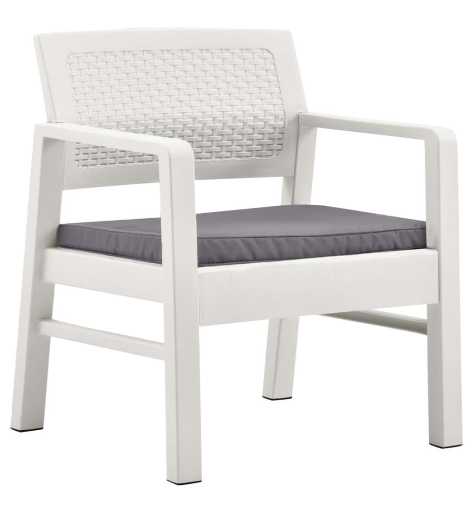 Garten-Lounge-Set mit Auflagen 4-tlg. Kunststoff Weiss