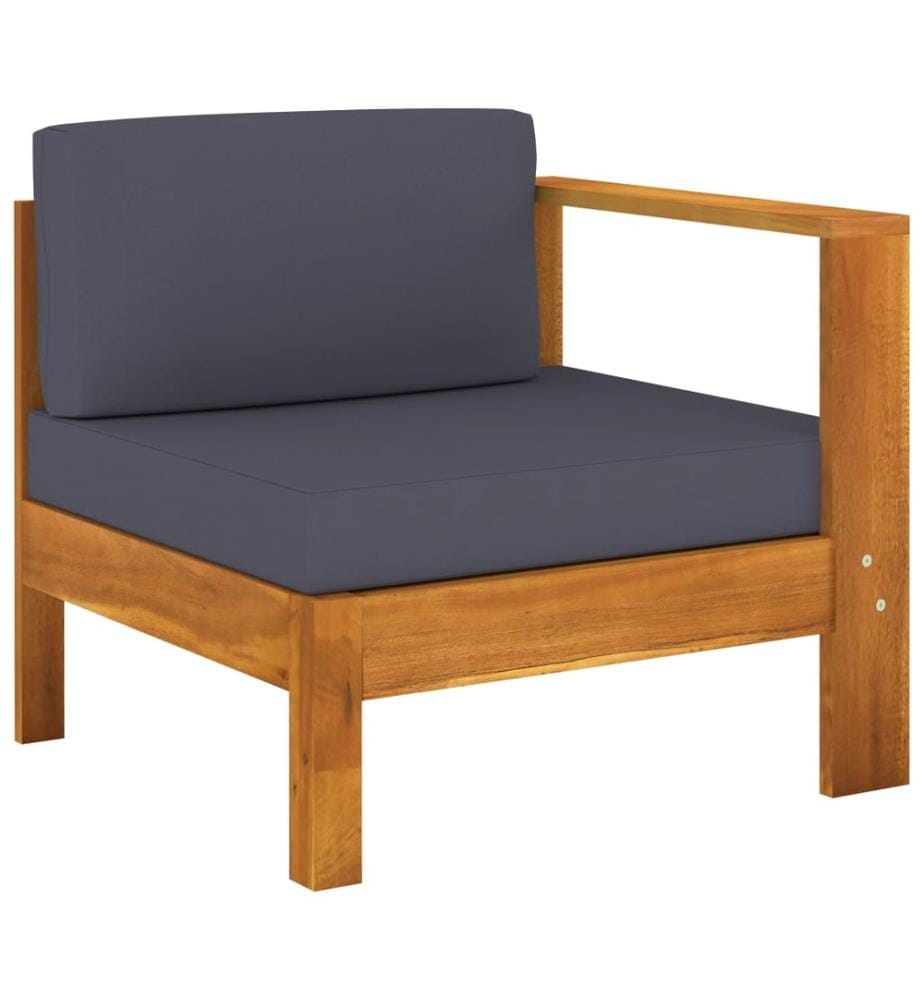 6-tlg. Garten-Lounge-Set mit Dunkelgrauen Auflagen Akazienholz