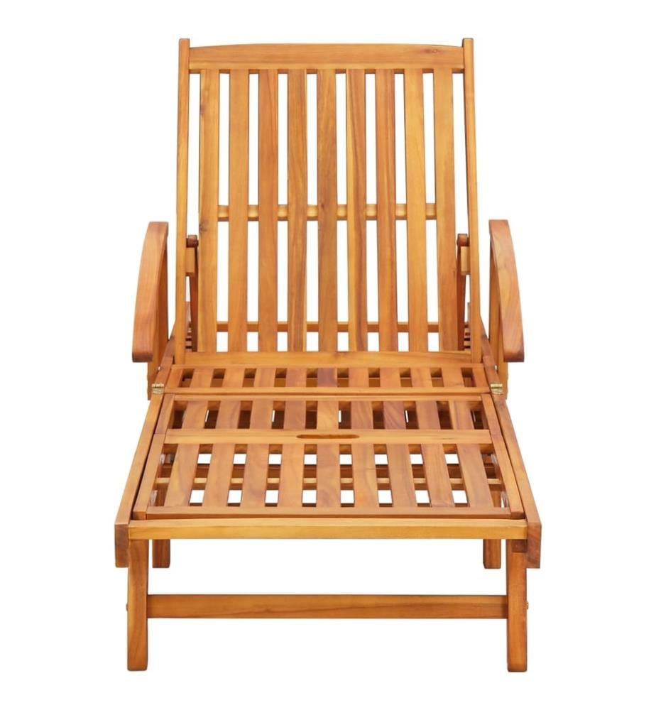 Chaise longue de jardin avec coussin Bois d'acacia solide