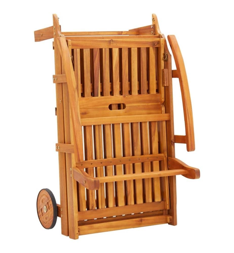 Chaise longue de jardin avec coussin Bois d'acacia solide