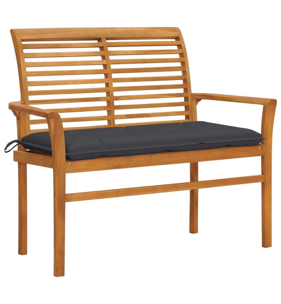 Gartenbank mit Anthrazit Auflage 112 cm Massivholz Teak