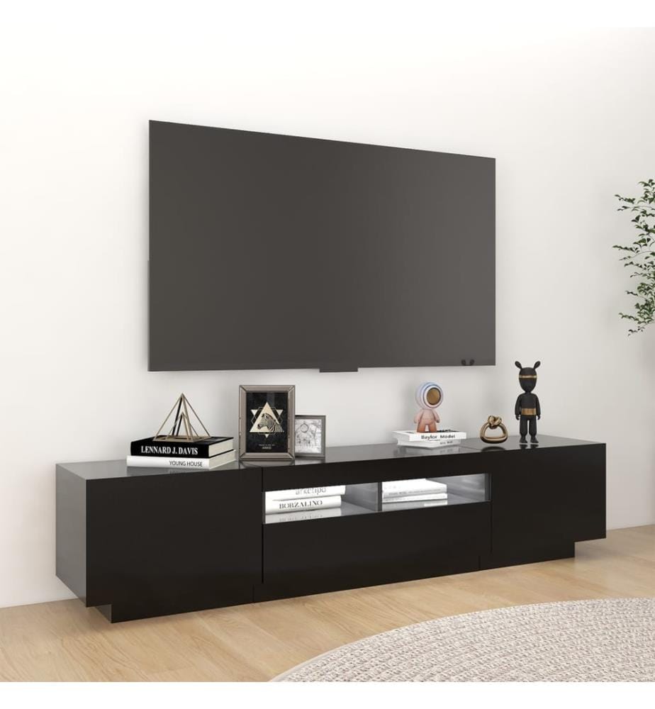 TV-Schrank mit LED-Leuchten Schwarz 180x35x40 cm