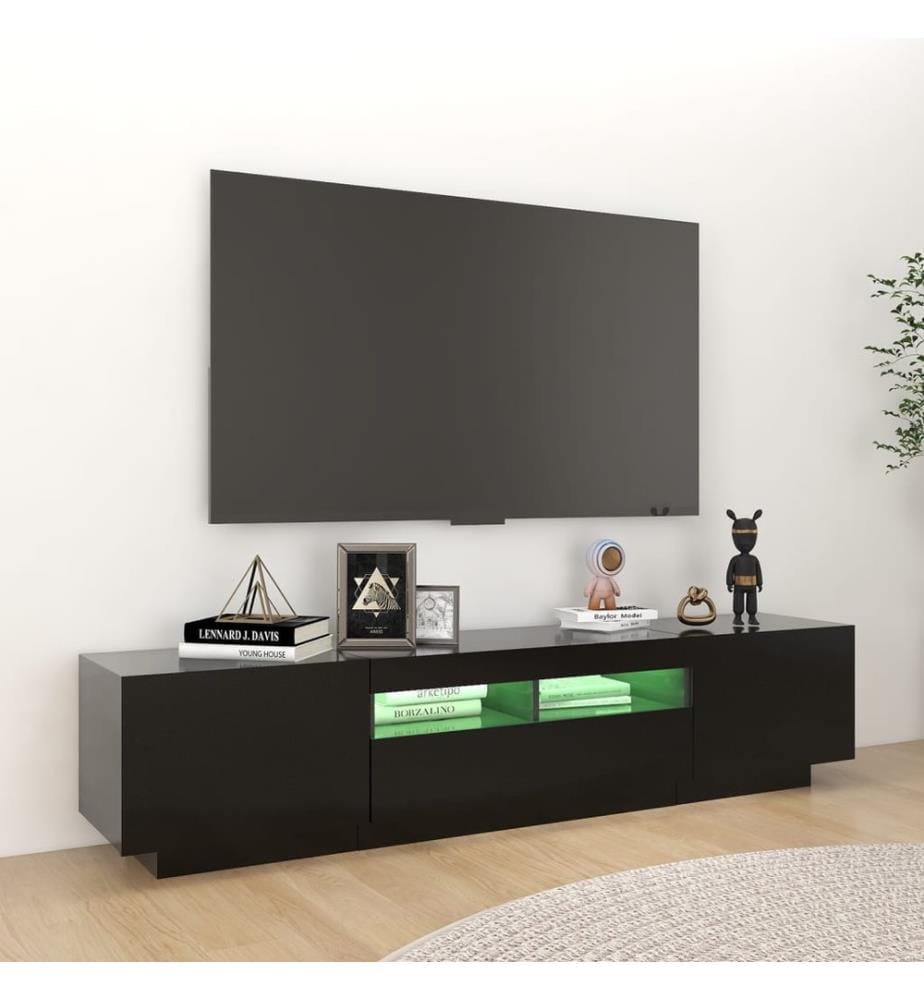 TV-Schrank mit LED-Leuchten Schwarz 180x35x40 cm