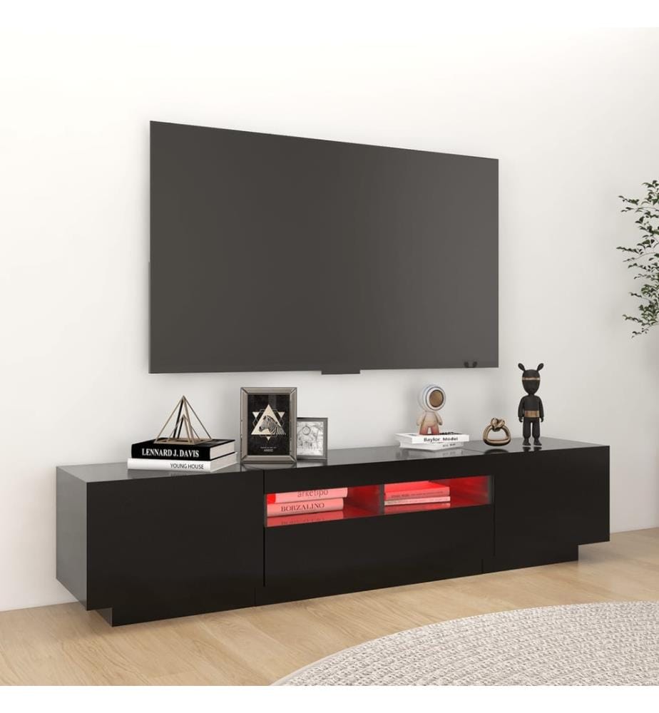 TV-Schrank mit LED-Leuchten Schwarz 180x35x40 cm