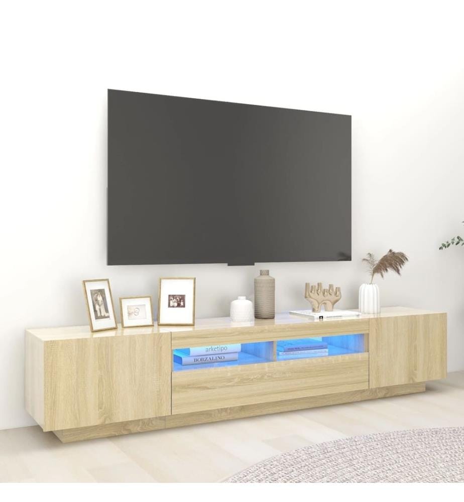 TV-Schrank mit LED-Leuchten Sonoma-Eiche 200x35x40 cm