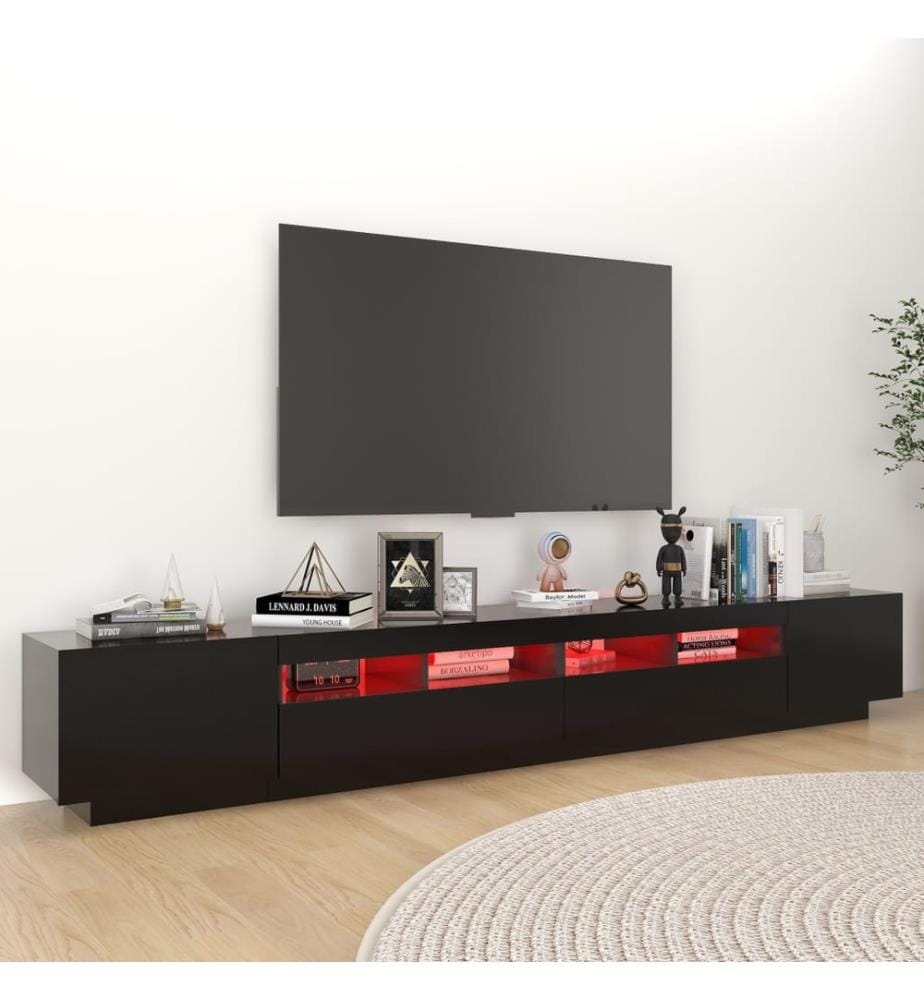 Meuble TV avec lumières LED Noir 260x35x40 cm