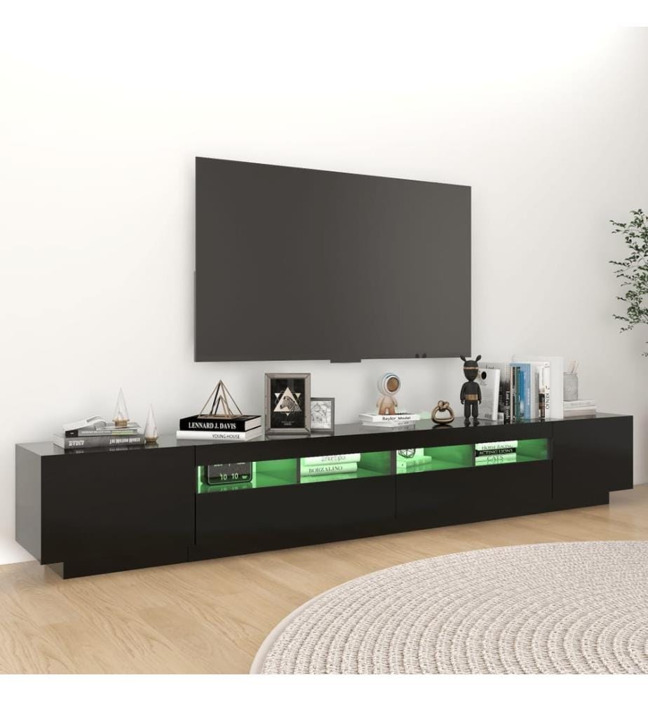 Meuble TV avec lumières LED Noir 260x35x40 cm