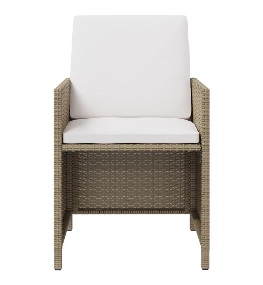 5-tlg. Garten-Essgruppe mit Kissen Poly Rattan Beige