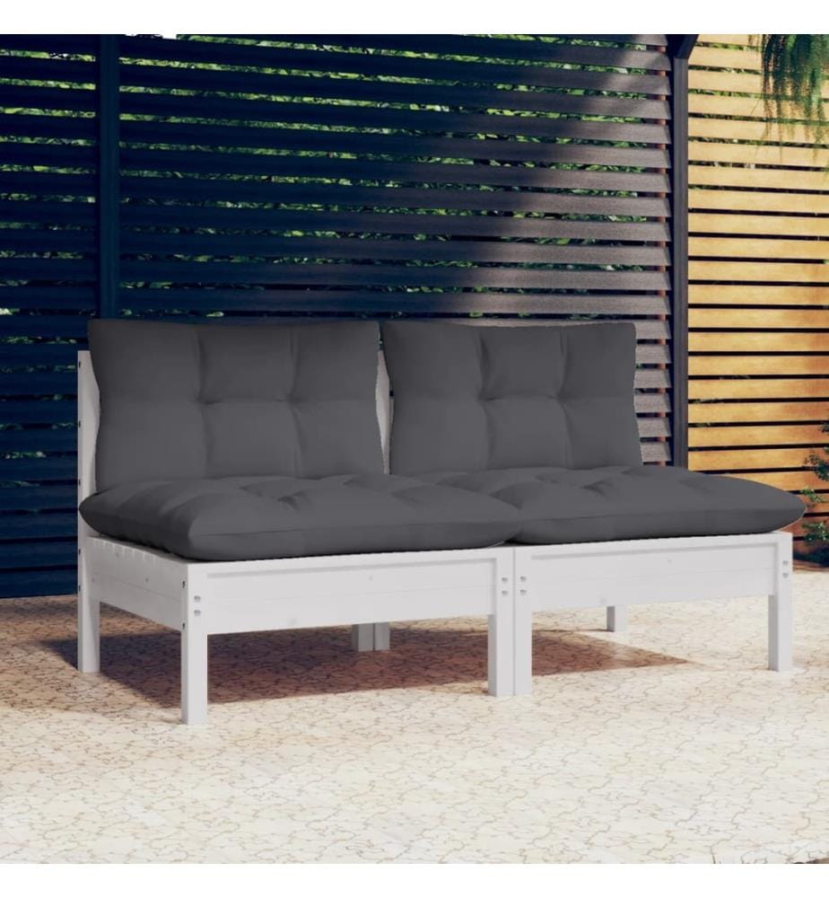 2-Sitzer-Gartensofa mit Anthrazit Kissen Massivholz Kiefer