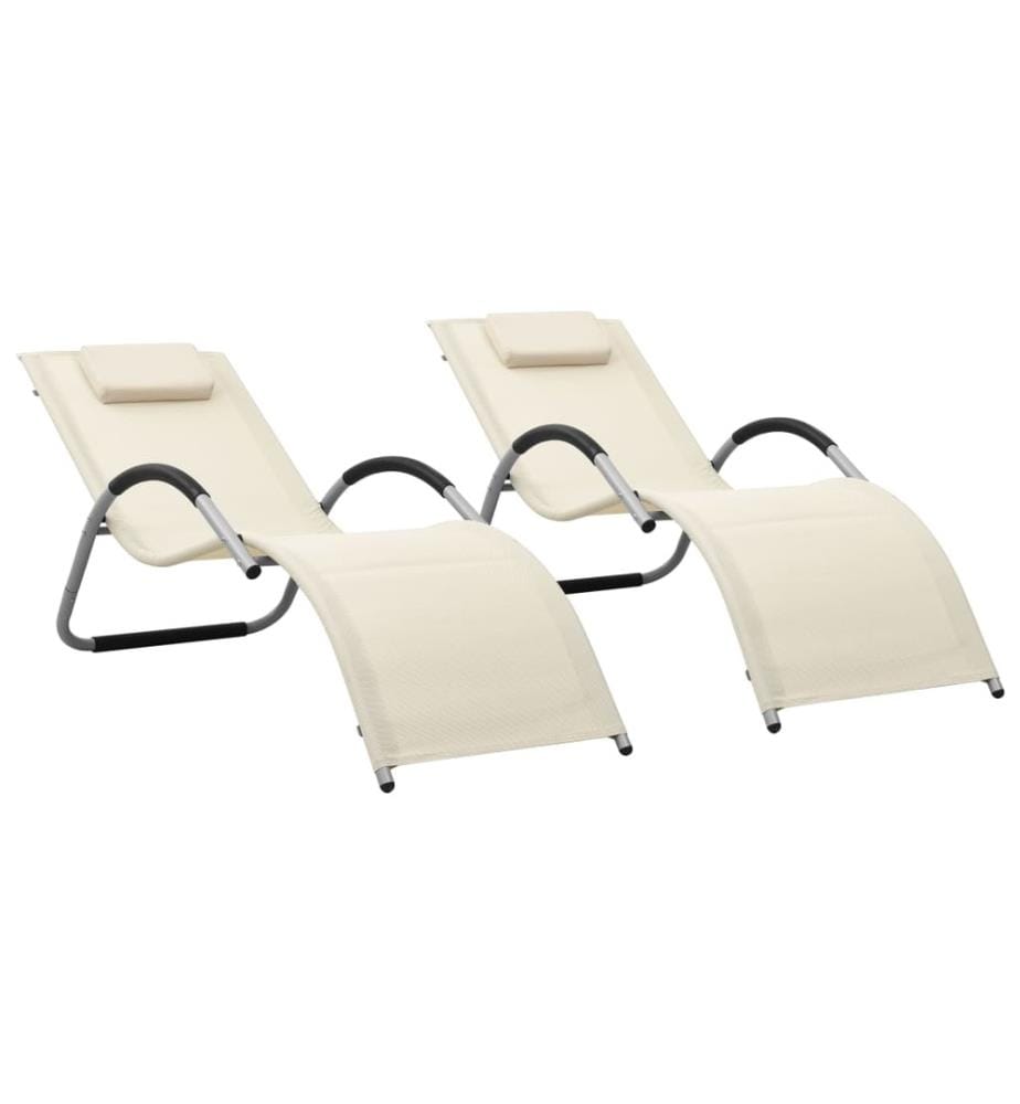 Sonnenliegen Textilene 2 Stk. Creme und Grau