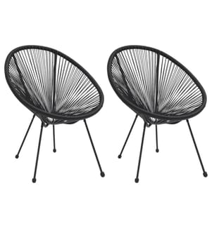 Moon-Gartenstühle 2 Stk. Rattan Schwarz