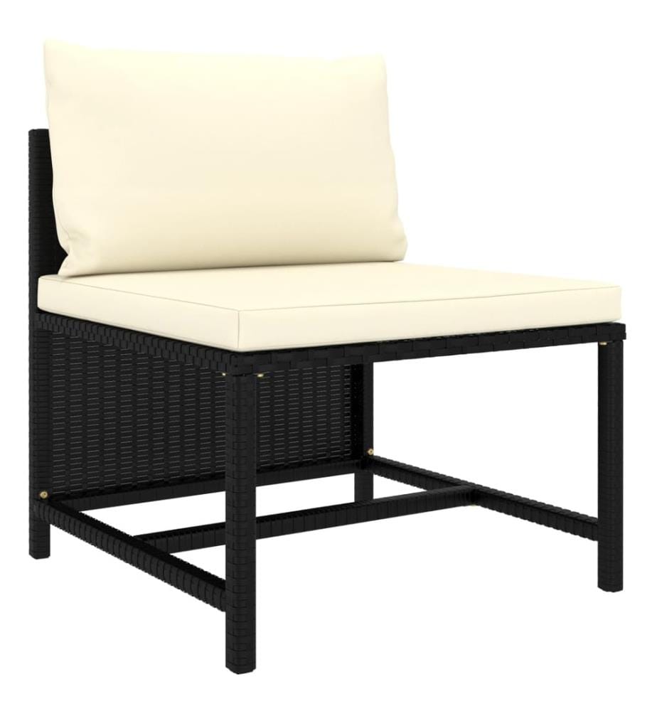 4-tlg. Garten-Sofagarnitur mit Auflagen Schwarz Poly Rattan