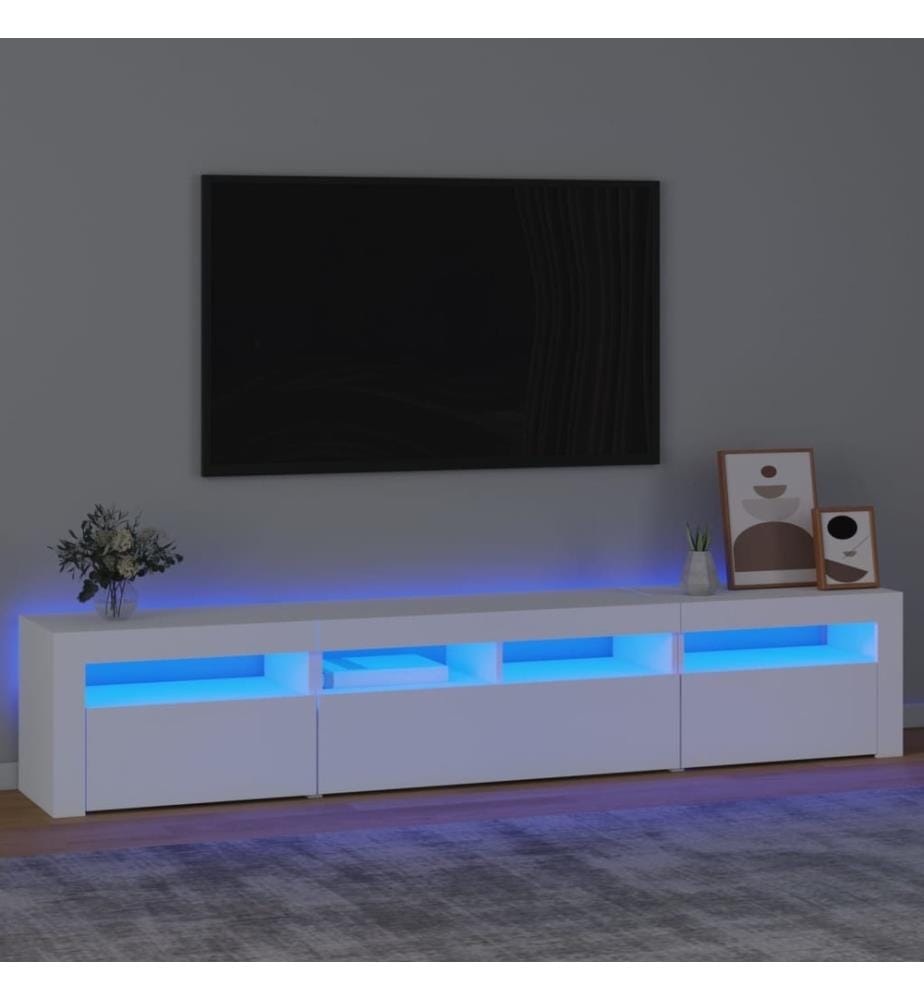 TV-Schrank mit LED-Leuchten Weiss 210x35x40 cm