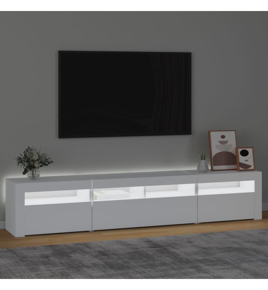 TV-Schrank mit LED-Leuchten Weiss 210x35x40 cm