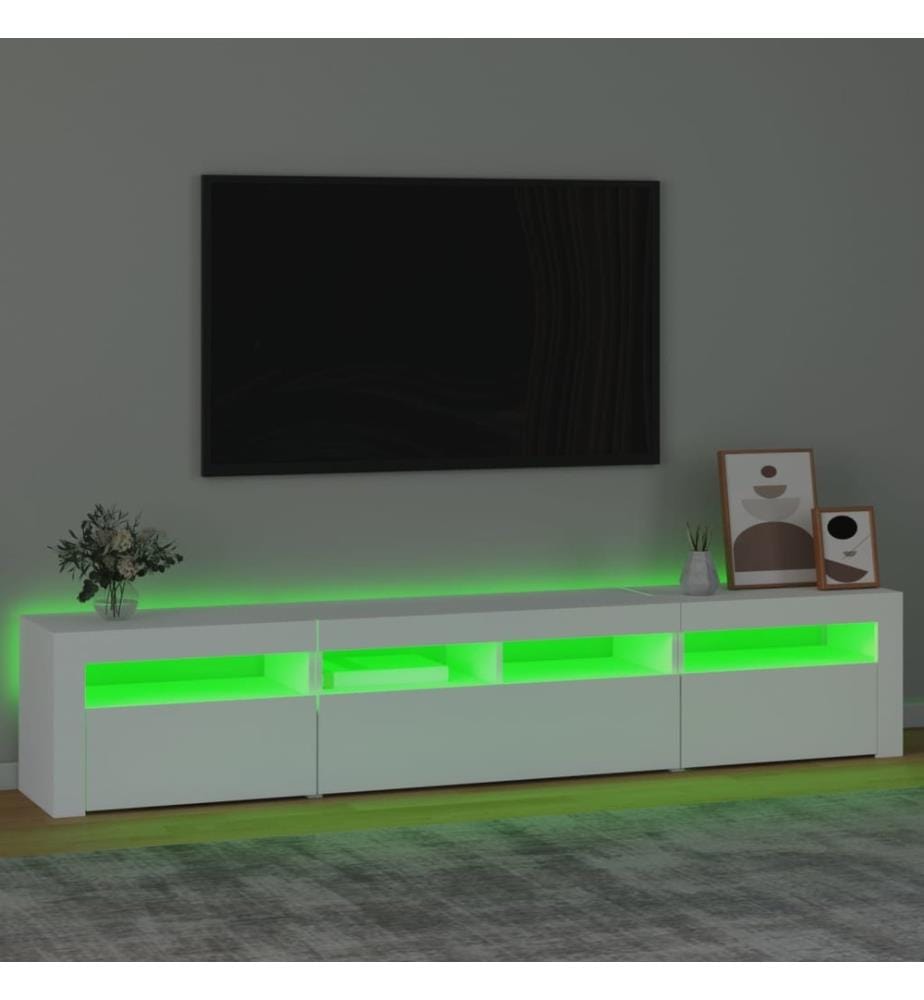 TV-Schrank mit LED-Leuchten Weiss 210x35x40 cm