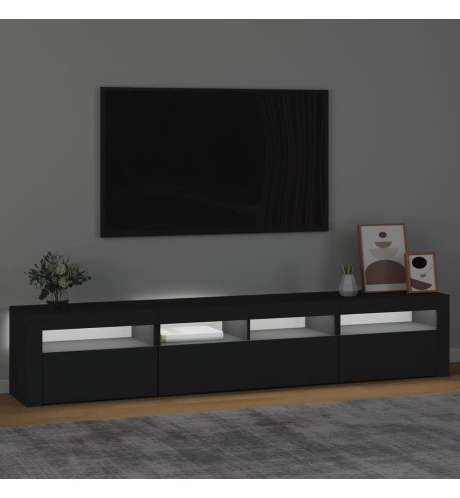 TV-Schrank mit LED-Leuchten Schwarz 210x35x40 cm
