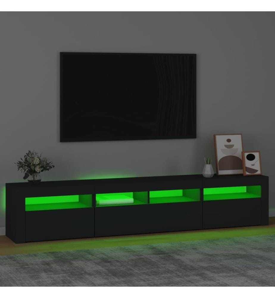 TV-Schrank mit LED-Leuchten Schwarz 210x35x40 cm