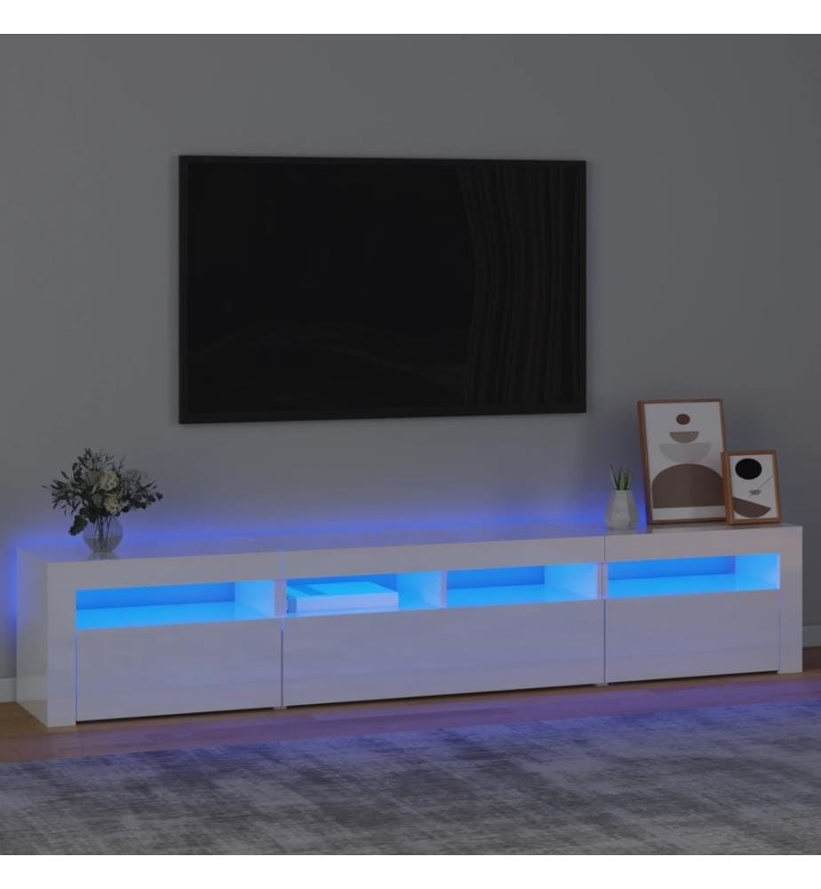 TV-Schrank mit LED-Leuchten Hochglanz-Weiss 210x35x40 cm