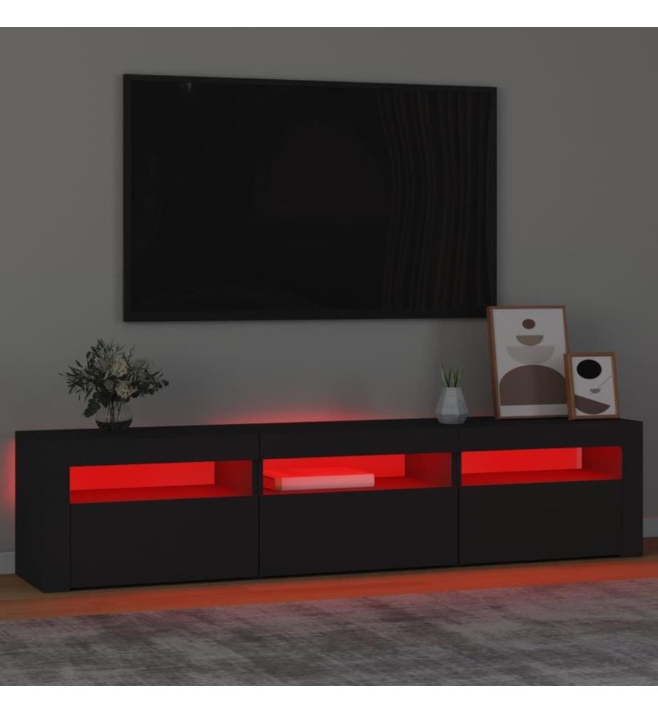 Meuble TV avec lumières LED Noir 180x35x40 cm